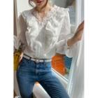 Lace-trim Ruffled Embossed Blouse