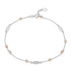 14k Tri-color White Yellow Rose Gold Bead And Infinity Sign Anklet (23cm)