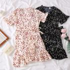 Ruffled-trim Heart-print Mini Dress With Sash