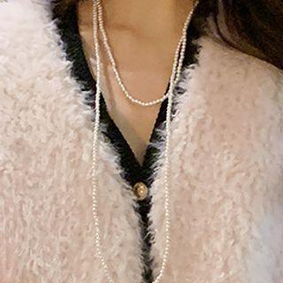 Long Faux-pearl Necklace Ivory - One Size