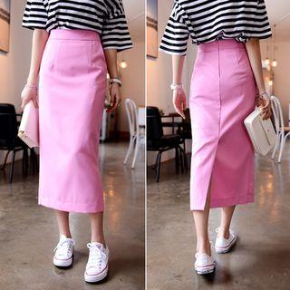 Colored Long Pencil Skirt
