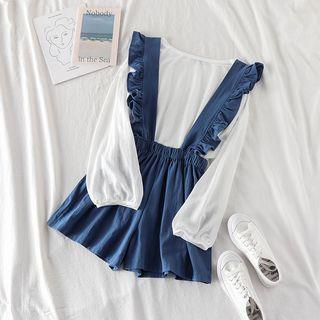 Long-sleeve T-shirt / Ruffle Jumper Shorts