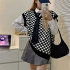 Checkered Sweater Vest Black - One Size