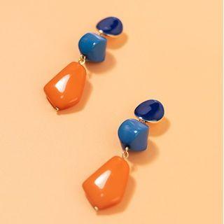 Bead Dangle Earring 1 Pair - Drop Earring - Orange & Blue - One Size