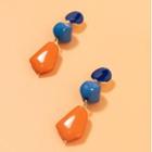 Bead Dangle Earring 1 Pair - Drop Earring - Orange & Blue - One Size