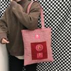 Applique Check Shopper Bag