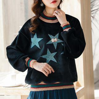 Star Pattern Pleuche Sweatshirt