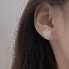 Flower Alloy Earring 1 Pair - Silver & White - One Size