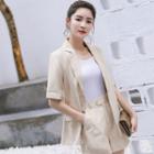 Set: Elbow-sleeve Blazer + High Waist Shorts