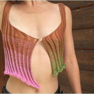 Sleeveless Gradient Crop Top