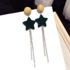 Star Drop Earring 1 Pair - Steel Needle - Gold - One Size