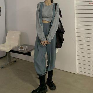 Long-sleeve Crop T-shirt / Dress Pants