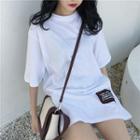 Applique Elbow-sleeve T-shirt Dress