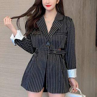 Belted Striped Blazer