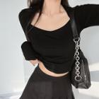 Square-neck Skinny Crop T-shirt In 6 Colors