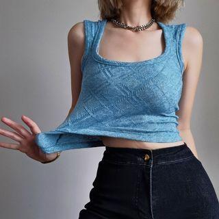 Square-neck Plain Ribbed Cropped Tank Top