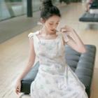 Sleeveless Print Asymmetric Hem A-line Dress