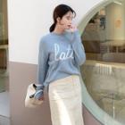Drop-shoulder Lettered Sweater
