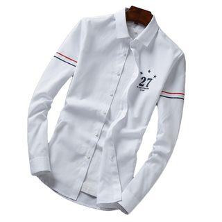 Lettering Contrast-trim Shirt