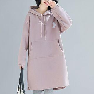 Moon Print Hoodie Dress Purple - One Size