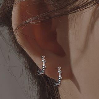 Barbed Wire Hoop Earring 1 Pc - Thorny Ear Buckle - Silver - One Size