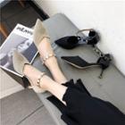 Studded Ankle-strap Pointed Toe Pumps