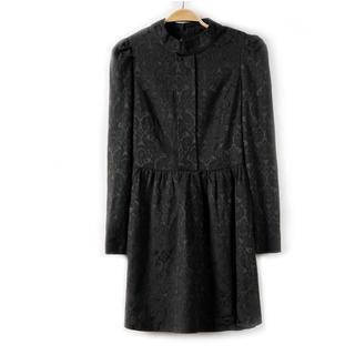Long-sleeve Mock-neck Lace Dress