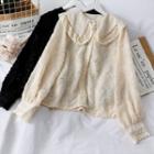 Lace-trim Loose-fit Fringed Blouse