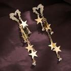 Faux Crystal Heart Alloy Star Fringed Earring 1 Pair - Silver Needle - As Shown In Figure - One Size