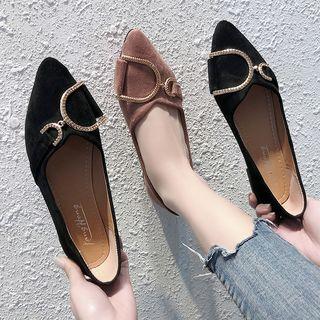 Buckled Fabric Pointed Flats