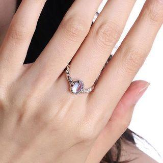 Moonstone Alloy Open Ring J2920 - Silver - One Size