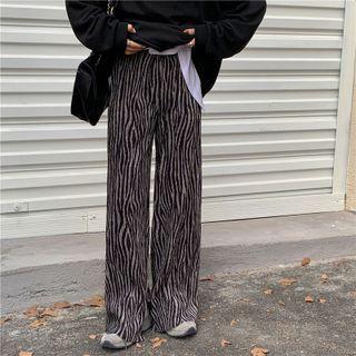 Zebra Print Slit Straight Leg Pants
