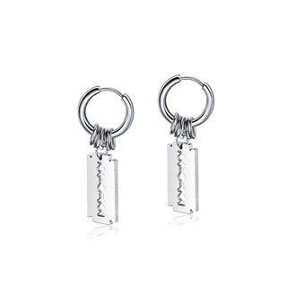Fashion Creative Blade 316l Stainless Steel Stud Earrings Silver - One Size