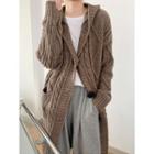 Hooded Cable Knit Midi Cardigan