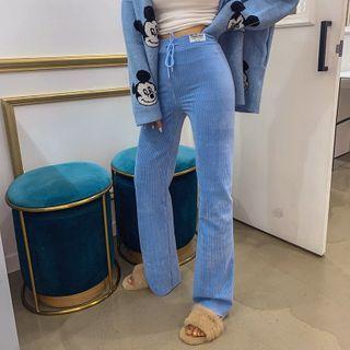 Drawstring-waist Corduroy Boot-cut Pants