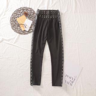 Studded Slim-fit Pants Black - S