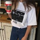 Print Loose-fit Round Neck Short Sleeve T-shirt