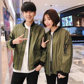Couple Matching Print Light Bomber Jacket
