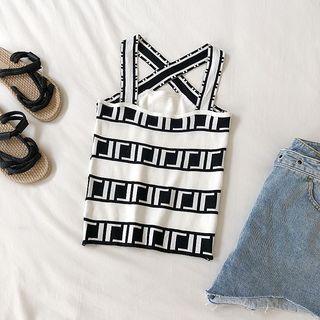 Color Block Camisole Top White - One Size