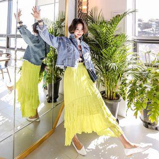 Frey-hem Cropped Denim Jacket