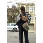 Fray-trim Denim Suspender Pants