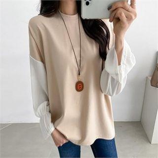 Drop-shoulder Two-tone Top