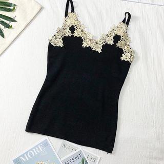 Jacquard Knit Camisole Black - One Size