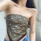 Paisley Print Tube Top / Wide Leg Jeans