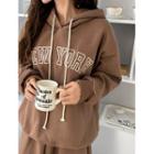 Plus Size Letter-embroidered Hoodie