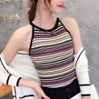 Striped Halter Knitted Camisole Top
