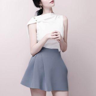 Set: Beaded Sleeveless Top + Mini A-line Skirt