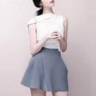 Set: Beaded Sleeveless Top + Mini A-line Skirt