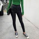 Corset High-waist Coated Black Skinny Jeans