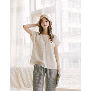 Half-placket Round-neck Blouse